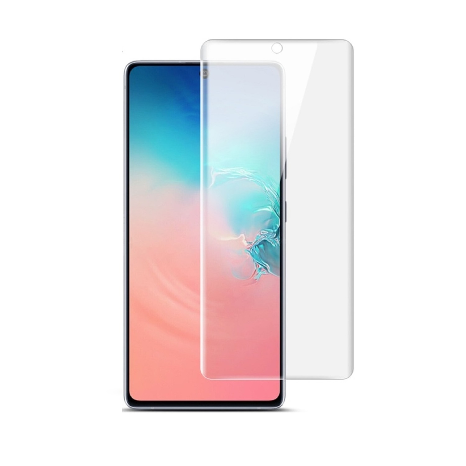 Telefon mit angebrachter Displayschutzfolie, zeigt Telefon und Schutz.