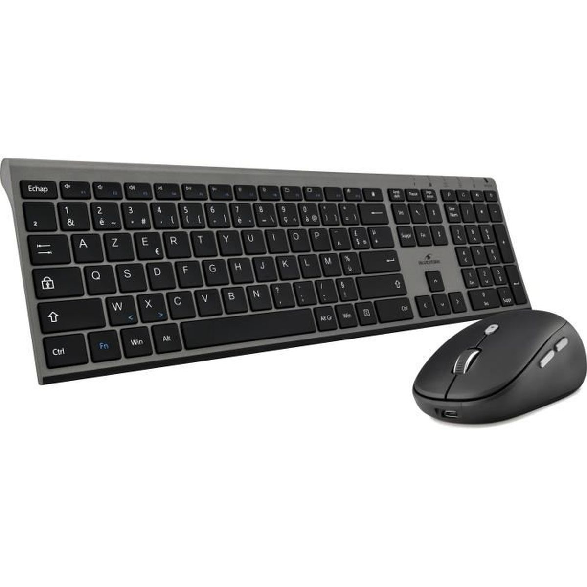 PACK-WL-PC-BK/FR, BLUESTORK Grau Tastatur-Maus-Set,