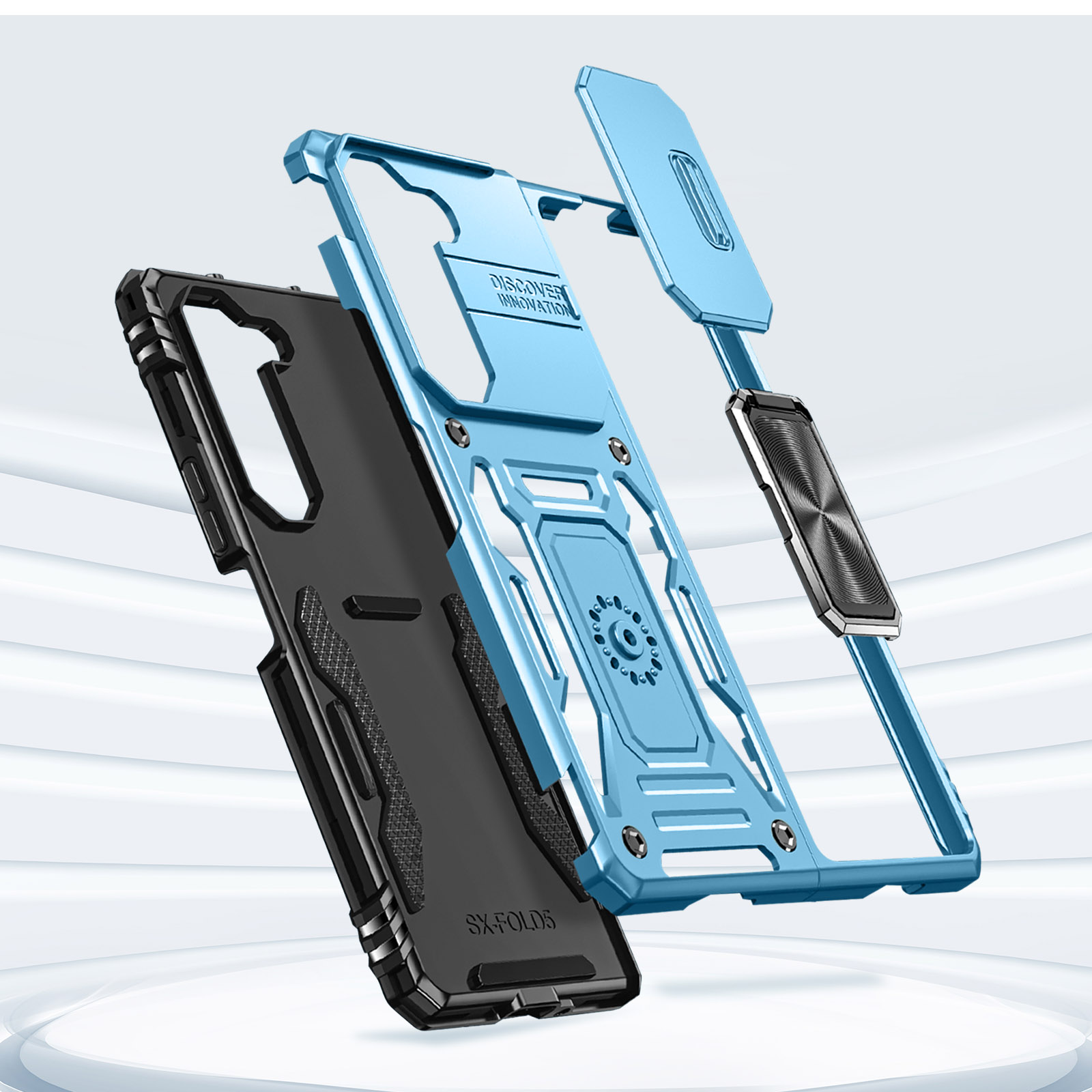 Backcover Series, Ring Samsung, AVIZAR Hellblau Galaxy 5, Z Kameraabdeckung Backcover, Fold +