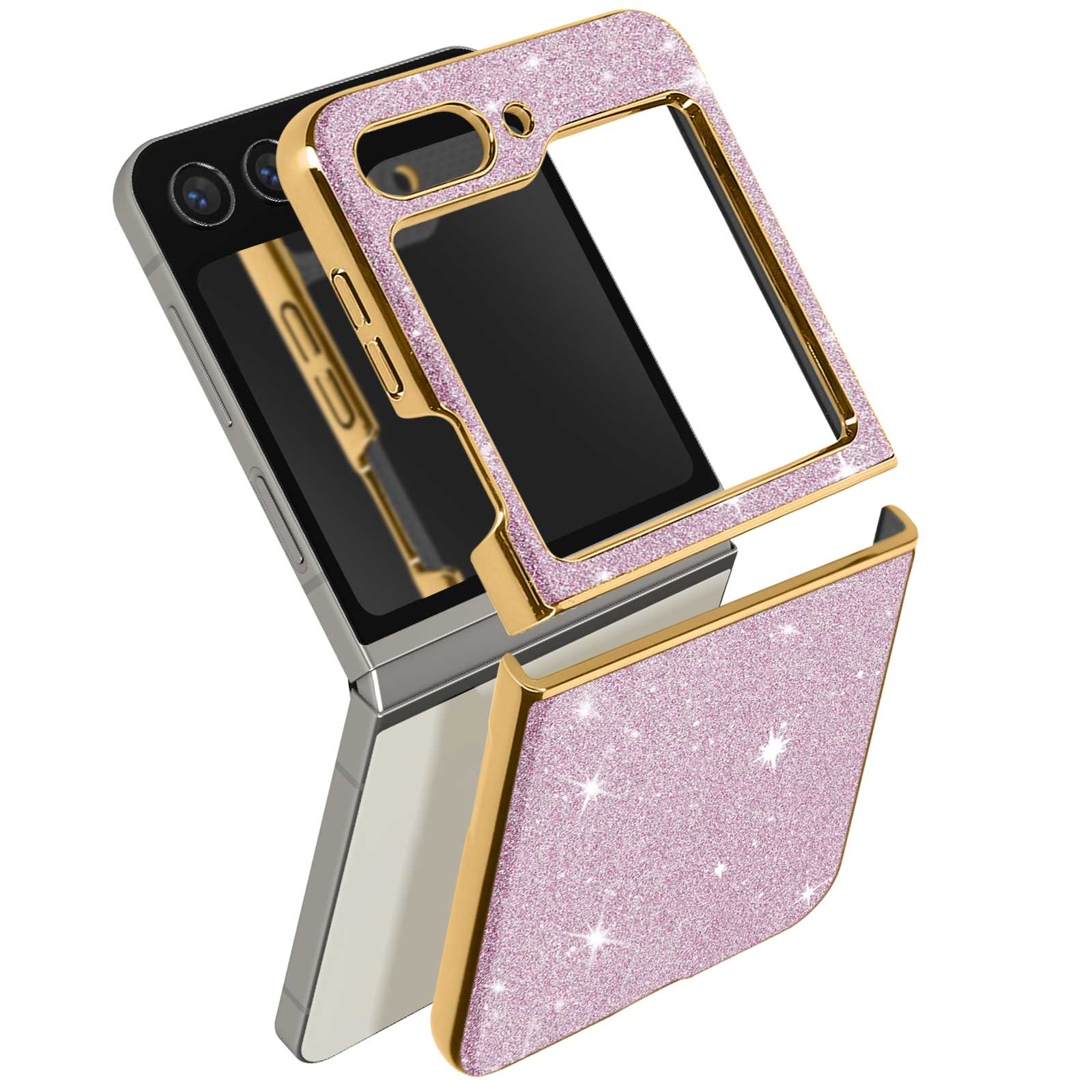 Z Glitter Flip Rosa 5, Samsung, Case AVIZAR Galaxy Series, Backcover,