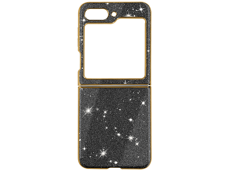 AVIZAR Glitter Case Backcover, Z Galaxy Series, Flip 5, Schwarz Samsung