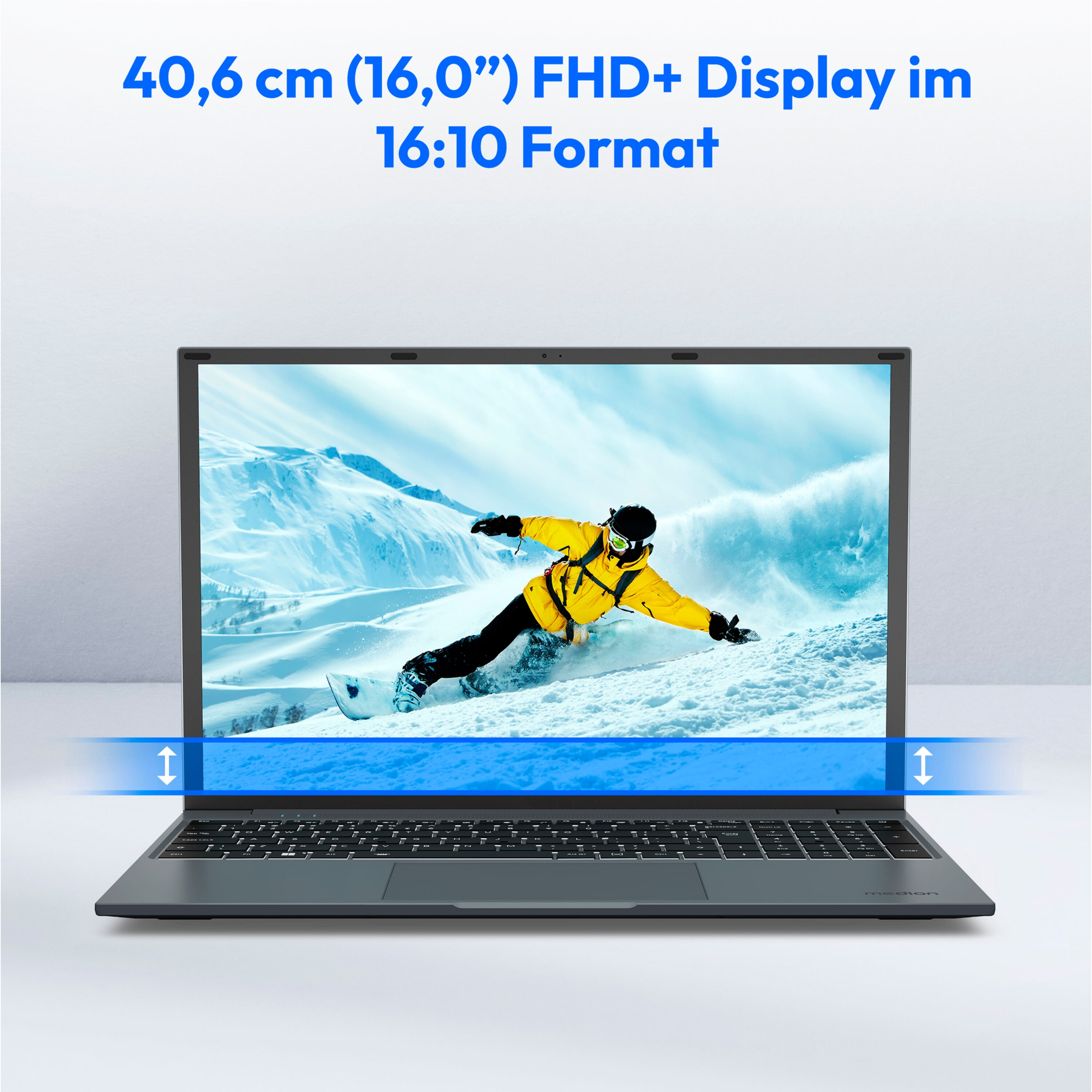 Display, 8 blau Zoll 256 MEDION mit GB Notebook E16433, SSD, GB 16 RAM,