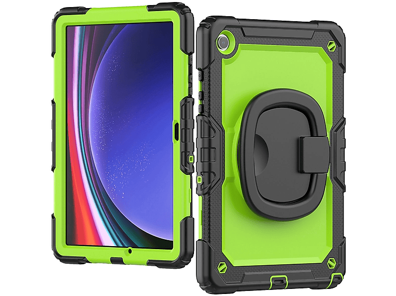 Silikon, Hybrid WIGENTO / Grün Backcover aufstellbar Samsung Outdoor Hülle für / Schultergurt Kunststoff und Haltering Tablethülle Schwarz mit