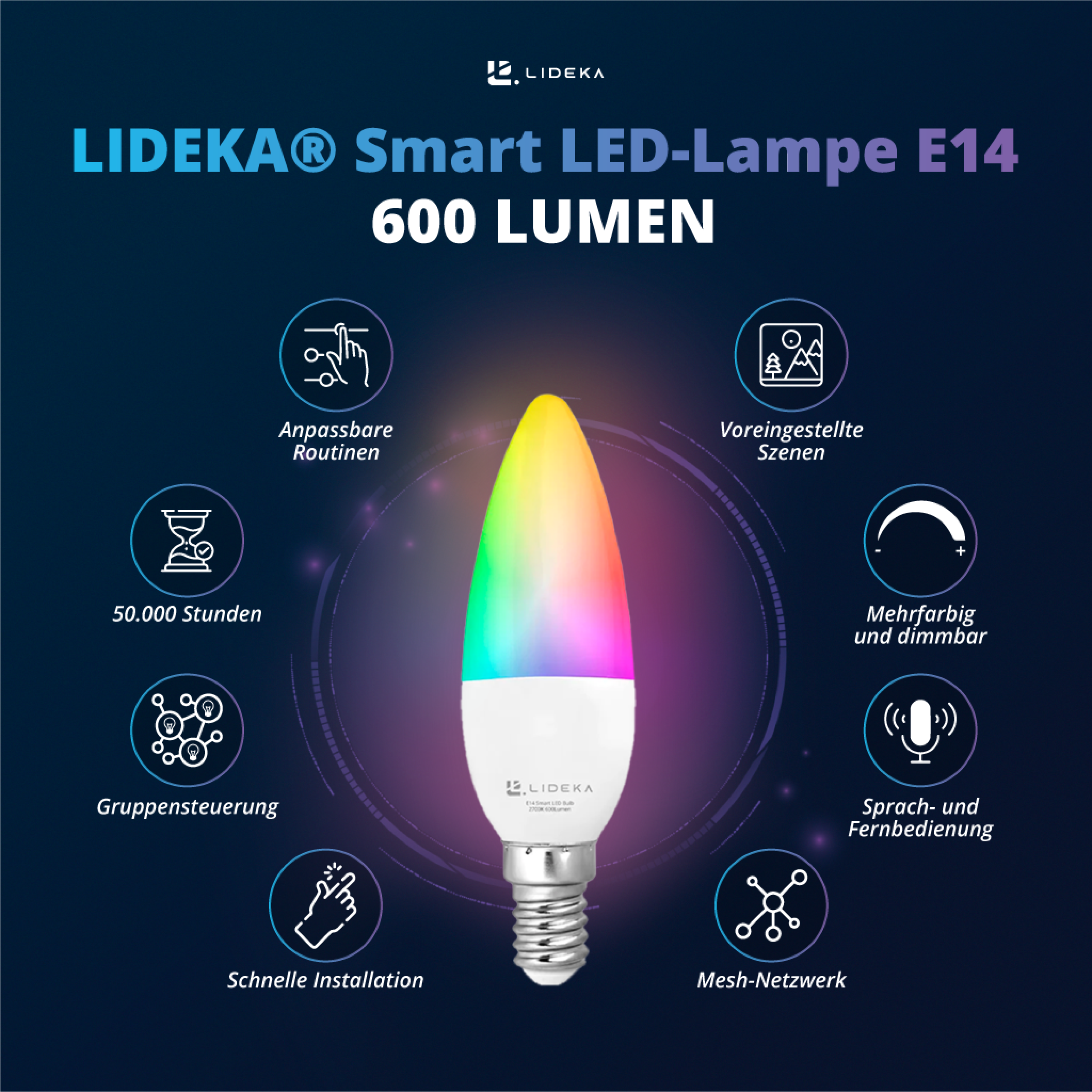 LIDEKA E14 600Lm LED Bulb LED 6W E14 Dimmbar 2er-Pack Lampen