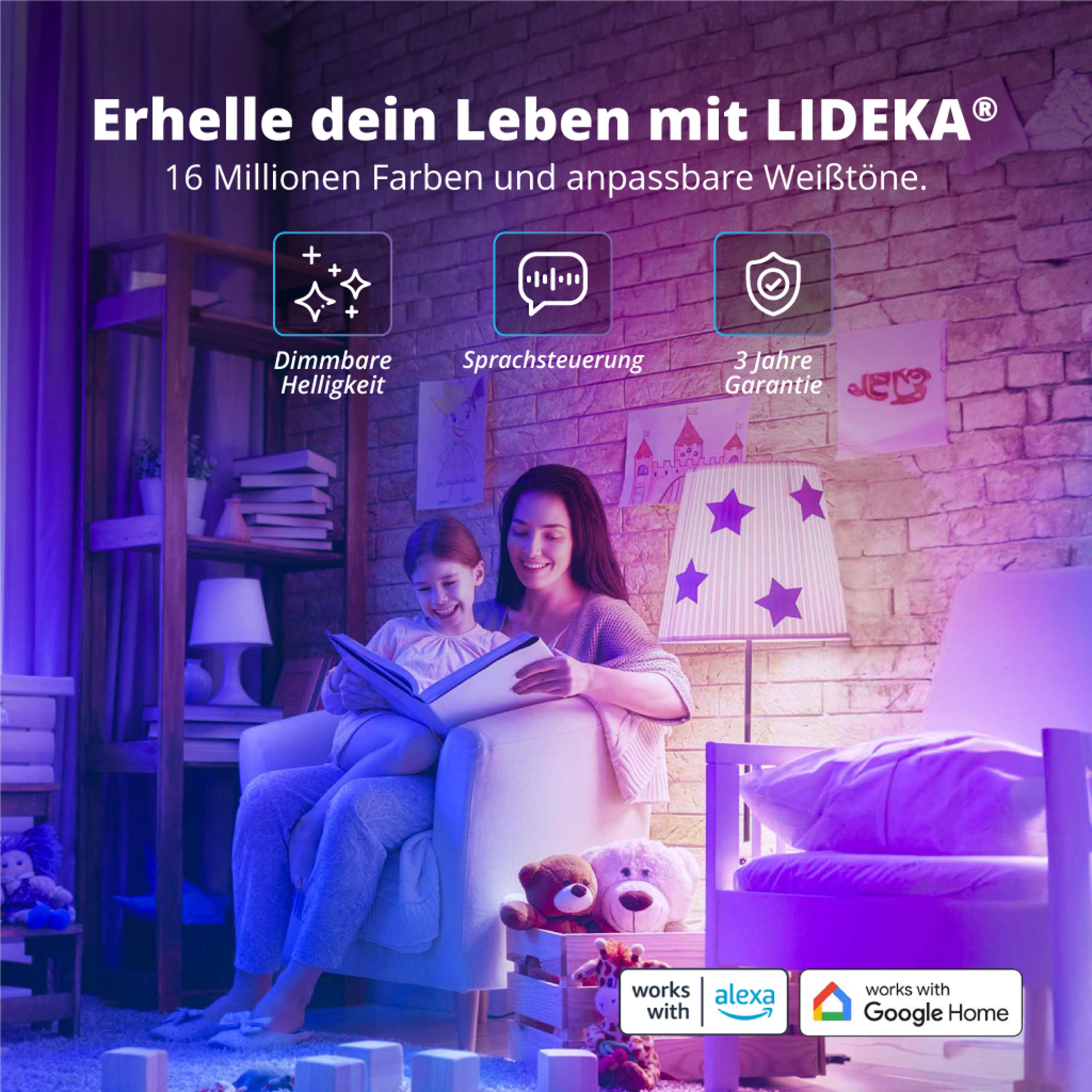 LIDEKA Smart WiFi 5er-pack LED-Leuchtmittel Watt E27 9W Lampe Dimmbare E27 5 Multicolors LED