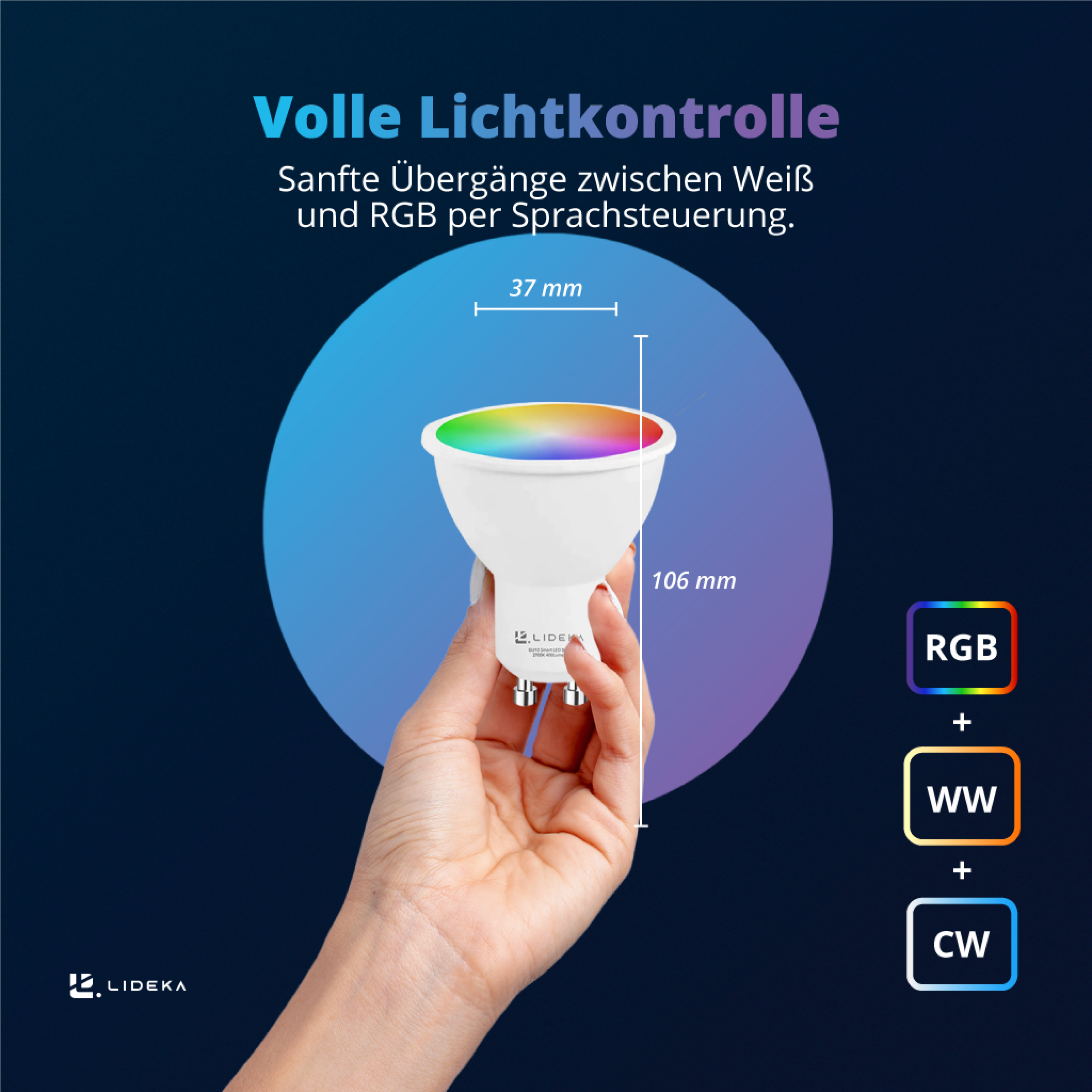 5W LED-Leuchtmittel RGB Multicolors GU10 LIDEKA Dimmbar LED Spot 9 Watt Lampen GU10 7er-pack