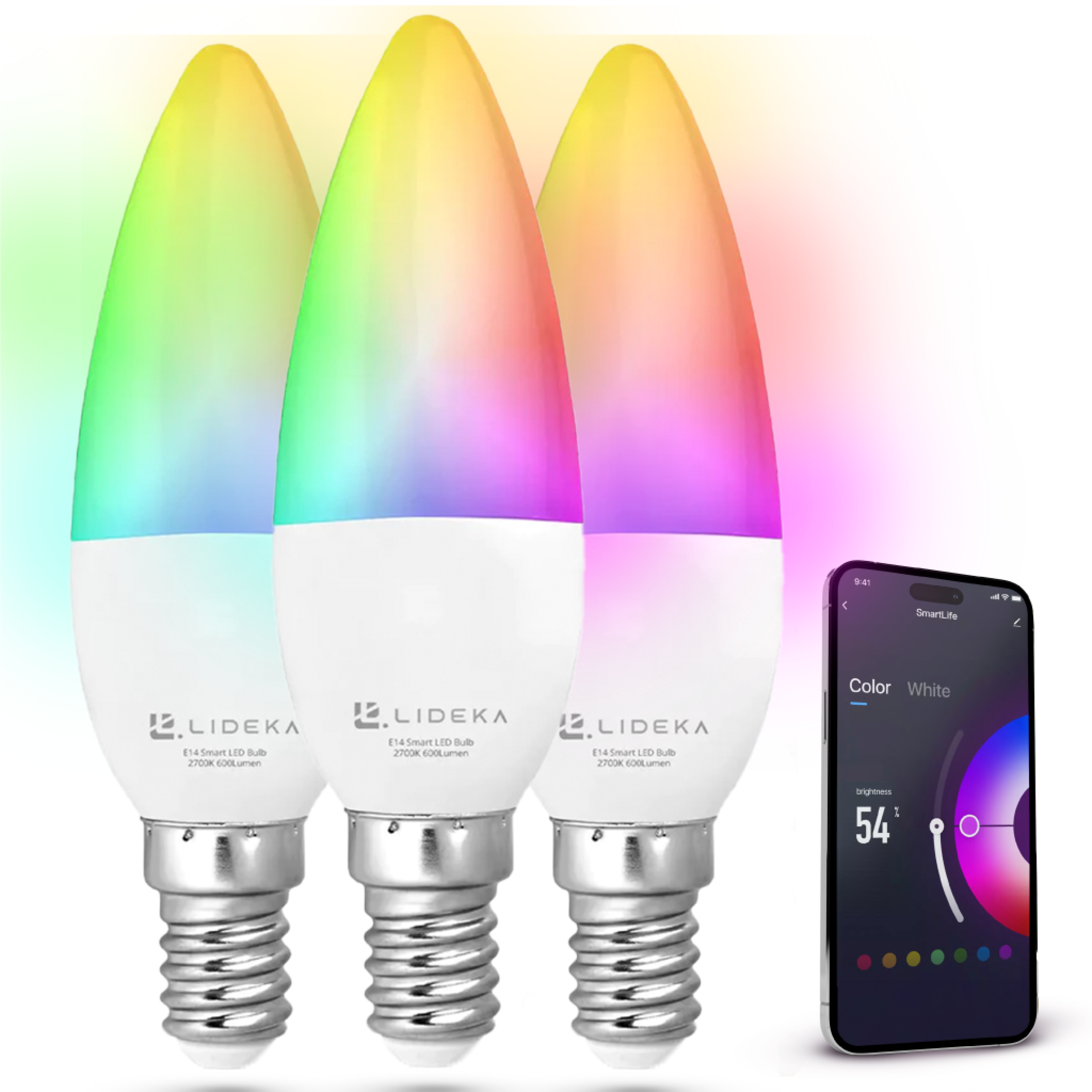 LIDEKA 600Lm LED-Lampen 6 Watt 3er-pack E14 Dimmbar Lampen 6W LED E14