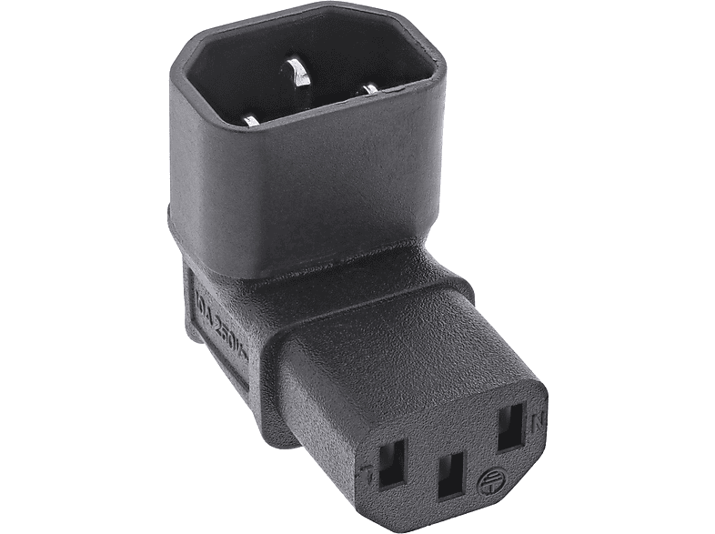 INLINE InLine® Netzadapter IEC 60320 C14 / C13, oben/unten gewinkelt, 3pol. Netzadapter, mehrfarbig