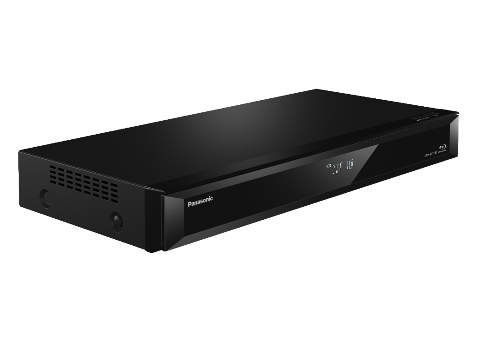 Schwarzer DVD-Player mit Anzeige, die Zahlen zeigt. Panasonic-Markenlabel ist sichtbar.