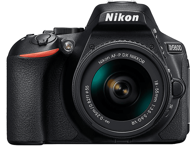 NIKON D5600 DSLR-Kamera + LCD, mm AF-P Spiegelreflexkamera Black, WLAN- Objektiv VR 18-55 f/3.5-5.6G