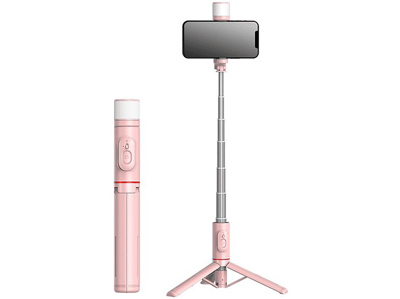 Selfie-Stick, Rosa Drehlicht, ENBAOXIN für All-in-One-Aufbewahrung, Bluetooth-Selfie-Stick Stativ Stabiles Mobiltelefone,