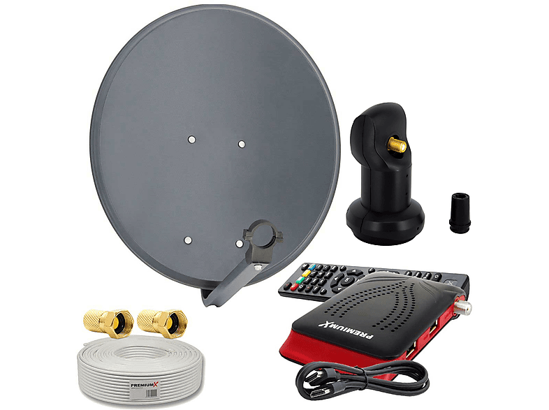 LNB) Anlage 60cm HDTV Kabel PREMIUMX Antenne Single Single LNB Sat SAT Receiver Anlage cm, (60 10m