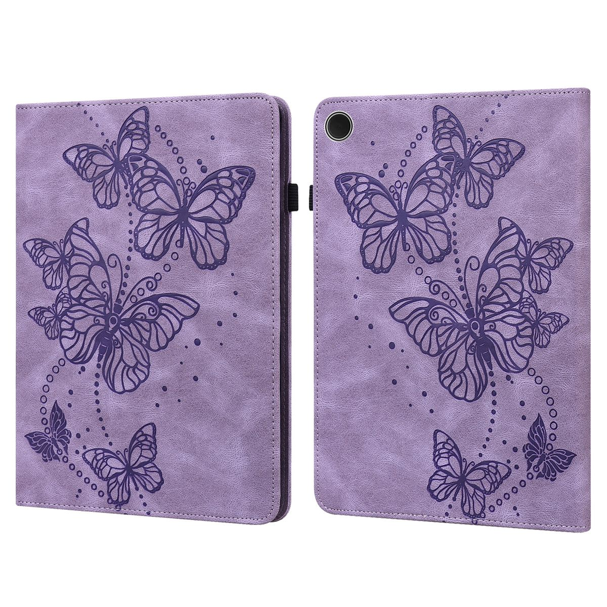 Lila Samsung, Galaxy Bookcover, Kunst-Leder Motiv, Tab A9 Tasche WIGENTO Schmetterling Plus, Aufstellbare