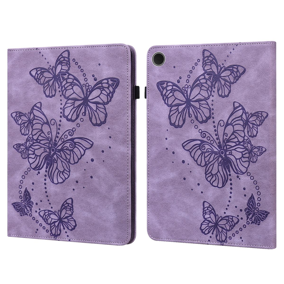 WIGENTO Aufstellbare Kunst-Leder Tasche Tab Motiv, A9 Plus, Lila Schmetterling Bookcover, Galaxy Samsung