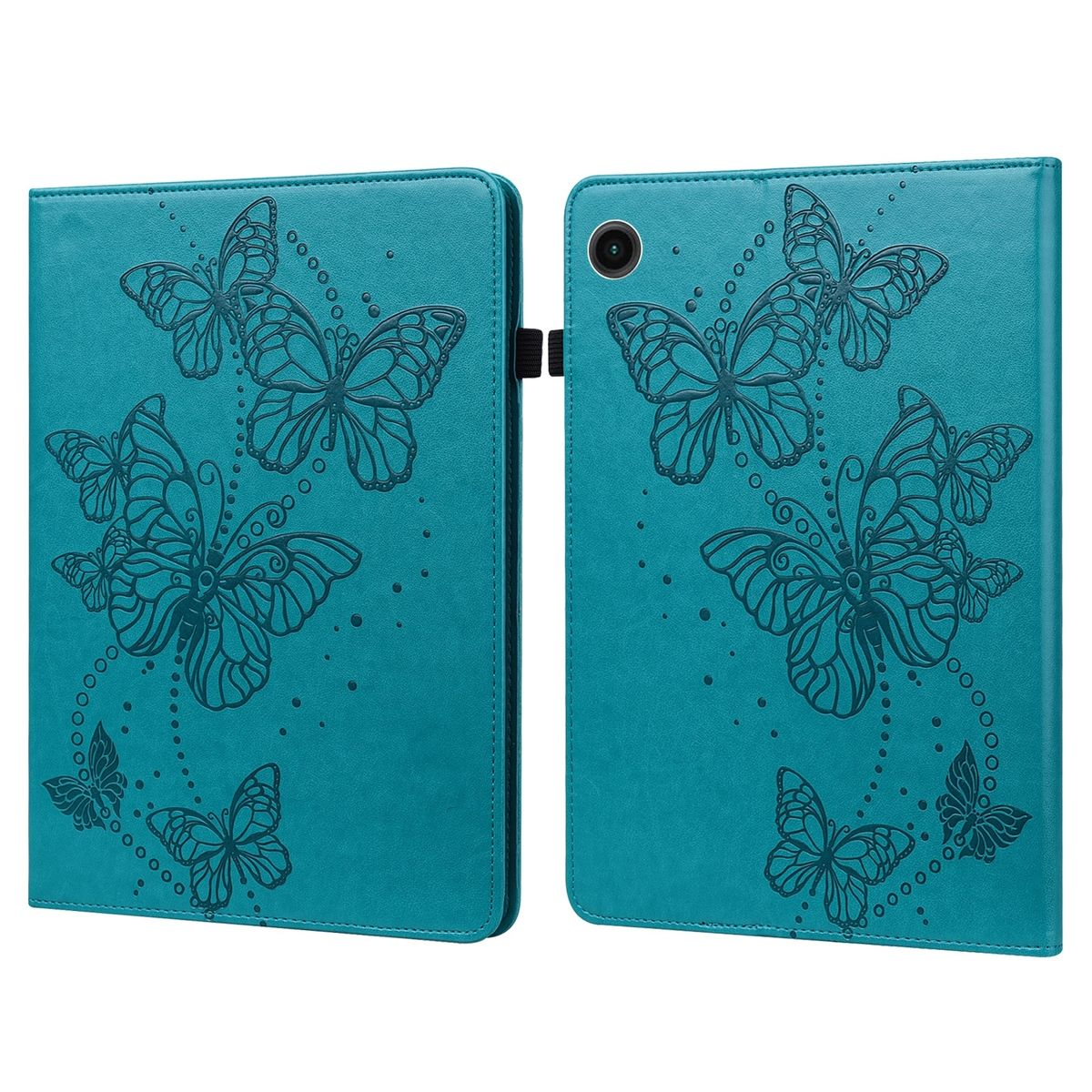 Blau Samsung, WIGENTO Kunst-Leder Tasche Motiv, Galaxy Bookcover, A9, Aufstellbare Tab Schmetterling