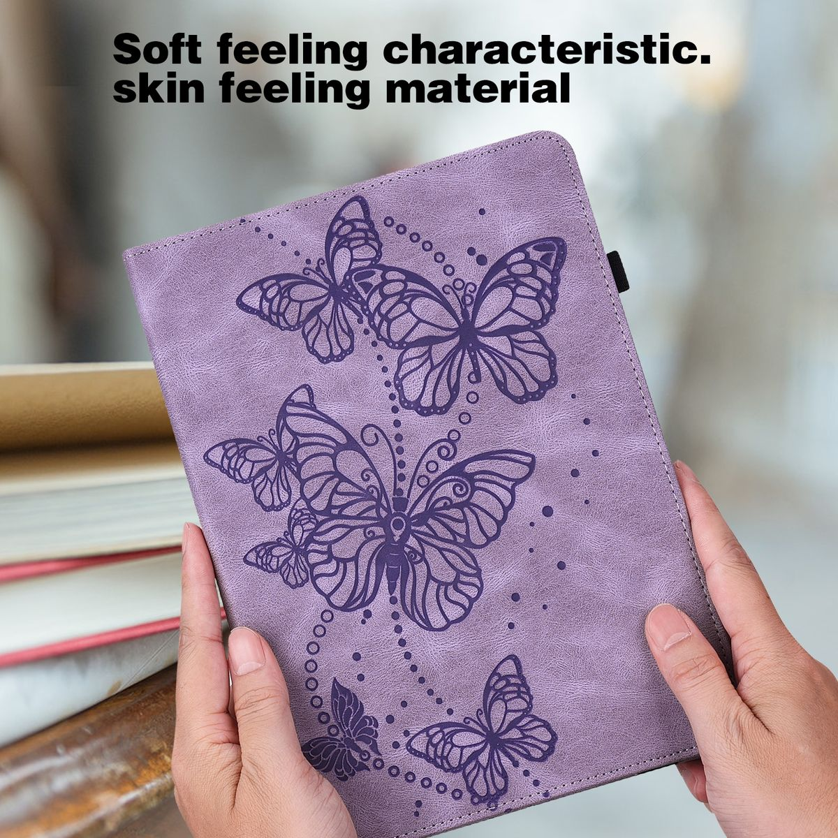 WIGENTO Aufstellbare Kunst-Leder Tasche Schmetterling Lila Samsung, Bookcover, Tab Plus, Motiv, Galaxy A9