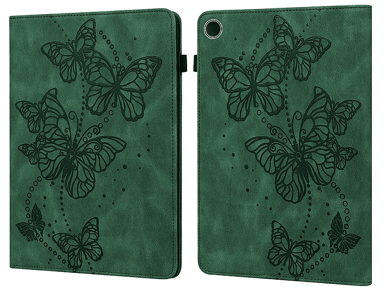 WIGENTO Aufstellbare Kunst-Leder Grün Tasche Plus, A9 Samsung, Motiv, Bookcover, Schmetterling Galaxy Tab