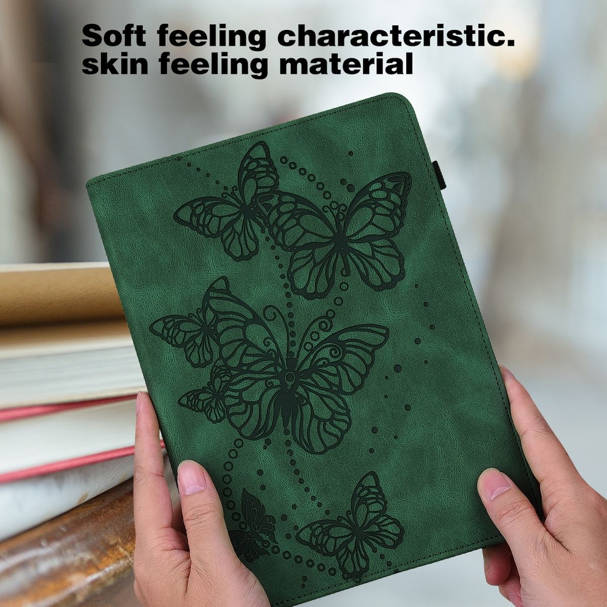 Tasche Plus, WIGENTO Samsung, A9 Kunst-Leder Tab Galaxy Aufstellbare Bookcover, Schmetterling Motiv, Grün