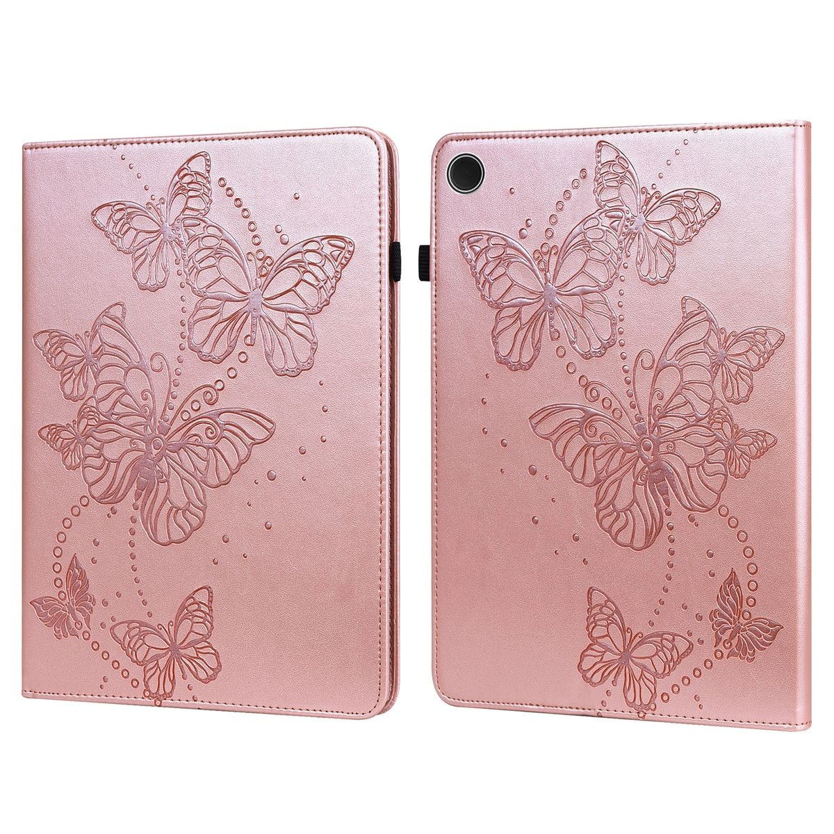 Bookcover, Motiv, Schmetterling Galaxy Pink Kunst-Leder Tab Aufstellbare A9 Plus, Samsung, WIGENTO Tasche