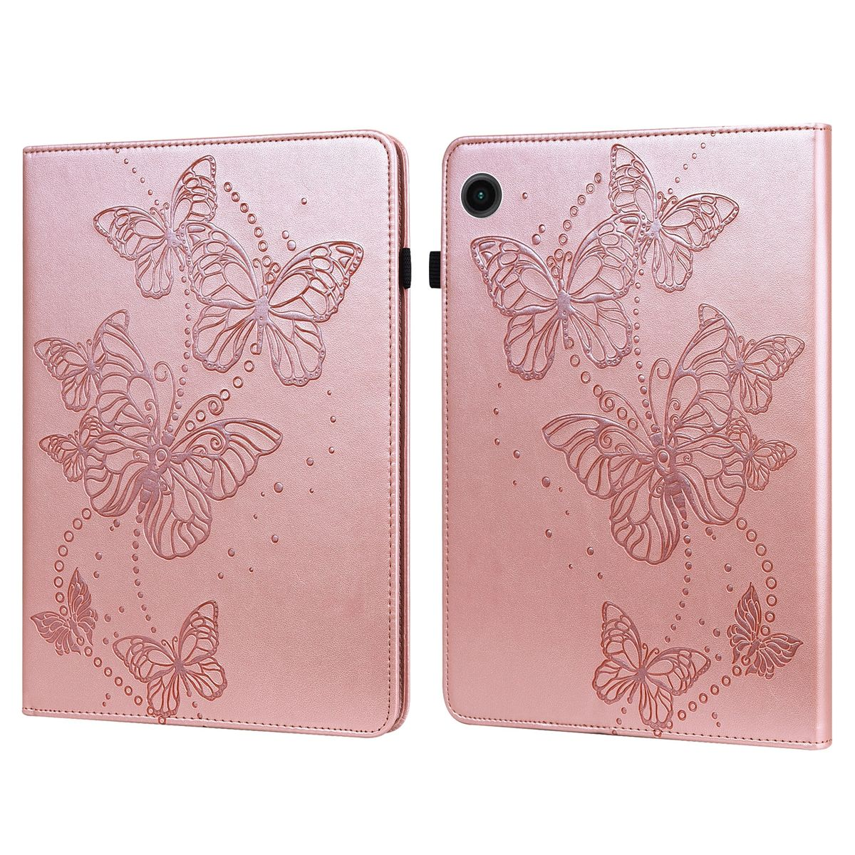 WIGENTO Aufstellbare Kunst-Leder Tasche Tab Galaxy A9, Motiv, Samsung, Pink Schmetterling Bookcover