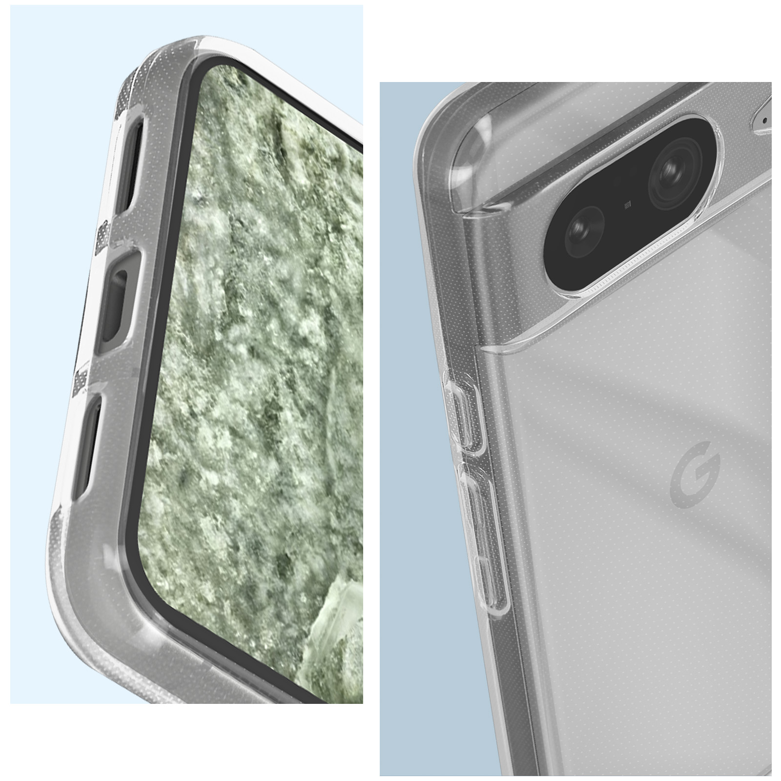 Nahaufnahme einer Handyhülle auf einem Telefon. Zeigt einen Bildschirm und Details.