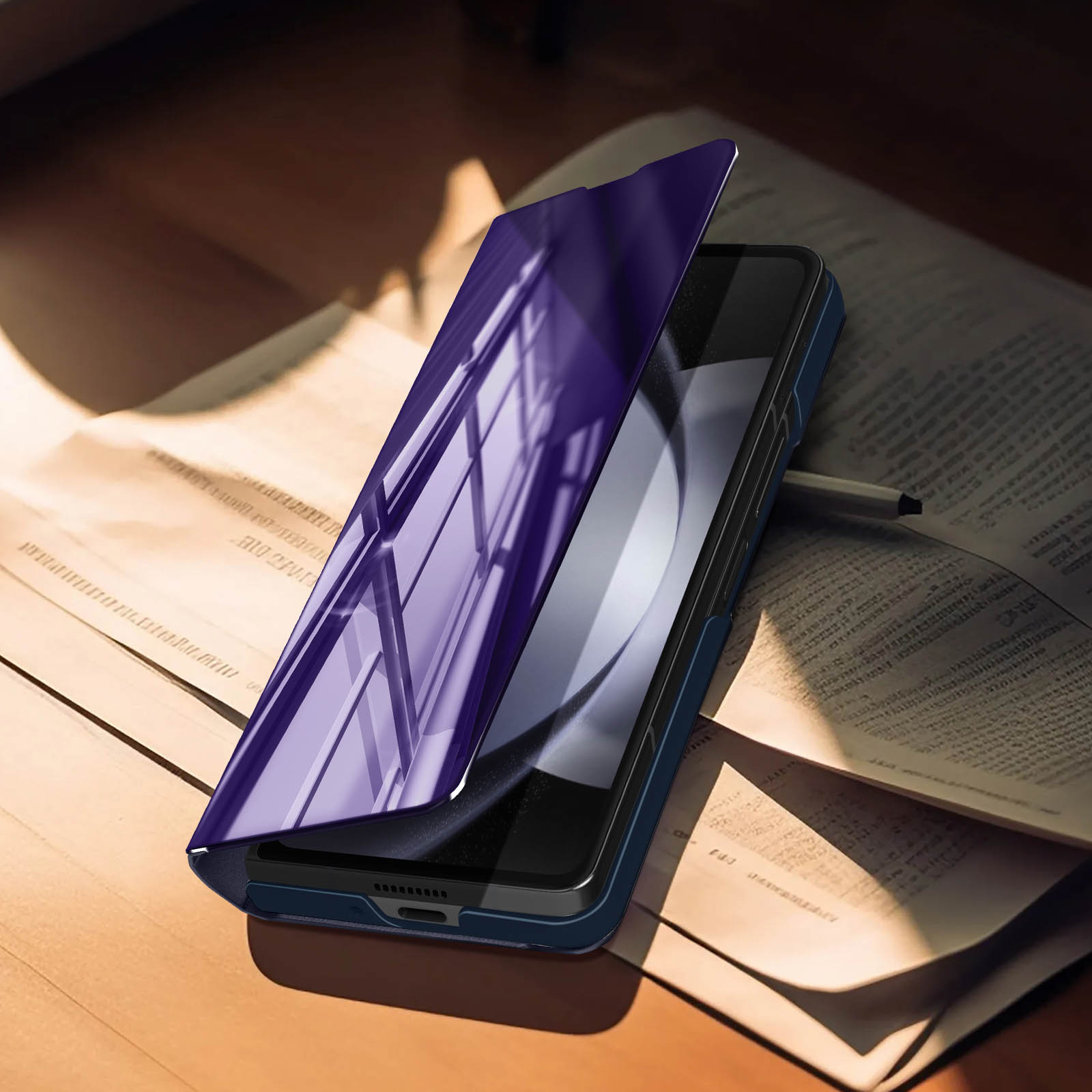 Fold Mirror Series, Spiegelhülle Cover, Samsung, Galaxy Bookcover, 5, AVIZAR Violett Z