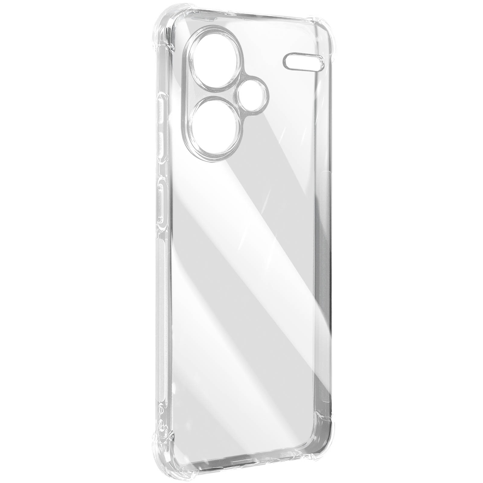 Custodia trasparente per telefono con fori per fotocamera. La custodia è trasparente.