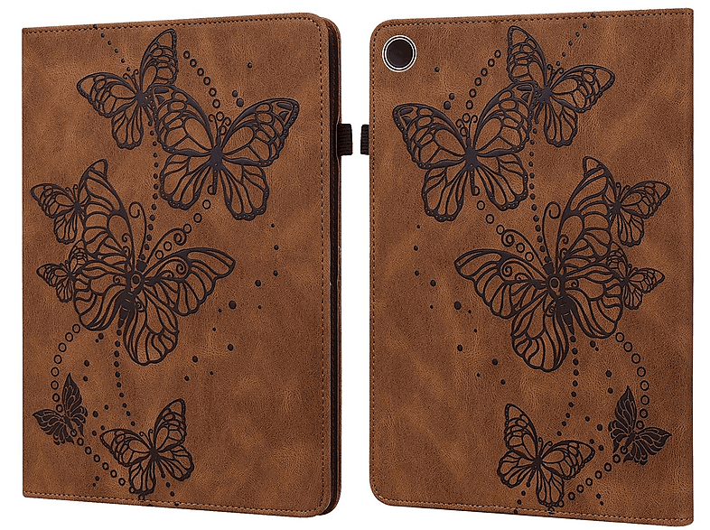 WIGENTO Aufstellbare Kunst-Leder Tasche Schmetterling Motiv, Bookcover, Samsung, Galaxy Tab A9 Plus, Braun