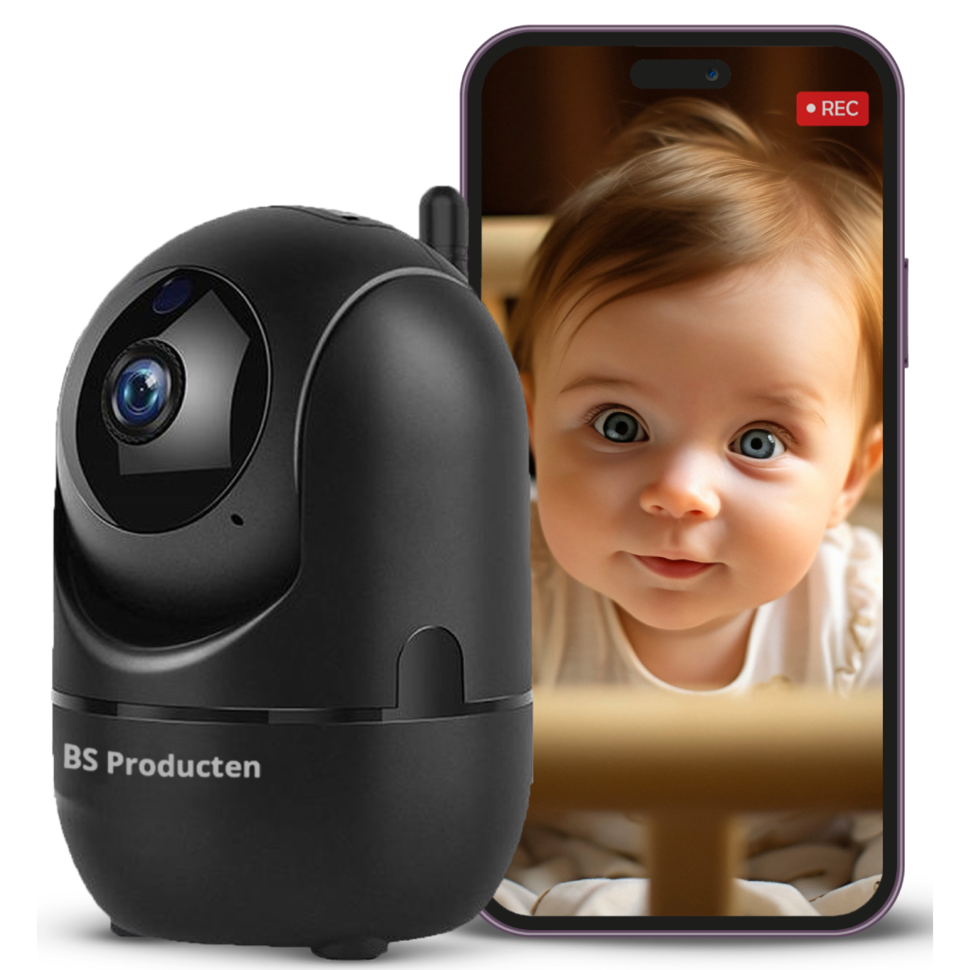 BS PRODUCTEN Babyphone App WLAN, camera mit IP Kamera und Schwarz –