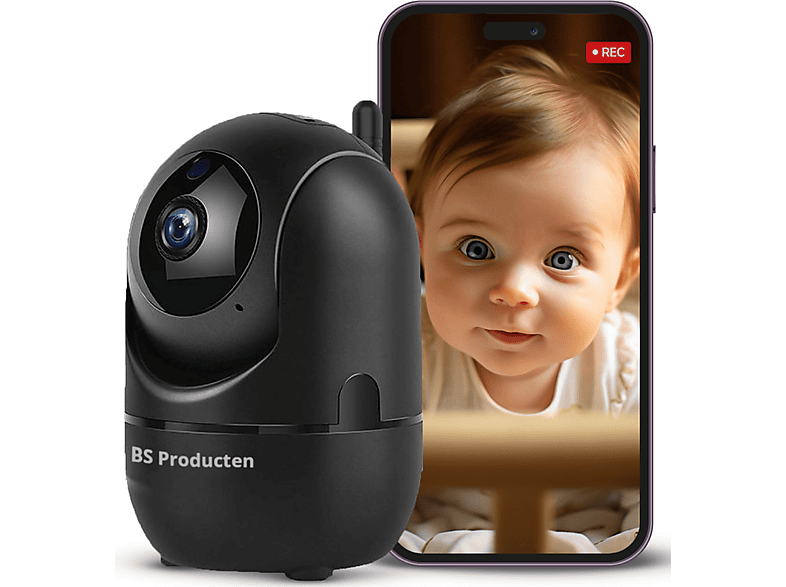 BS PRODUCTEN Babyphone WLAN, camera Schwarz – mit IP Kamera und App