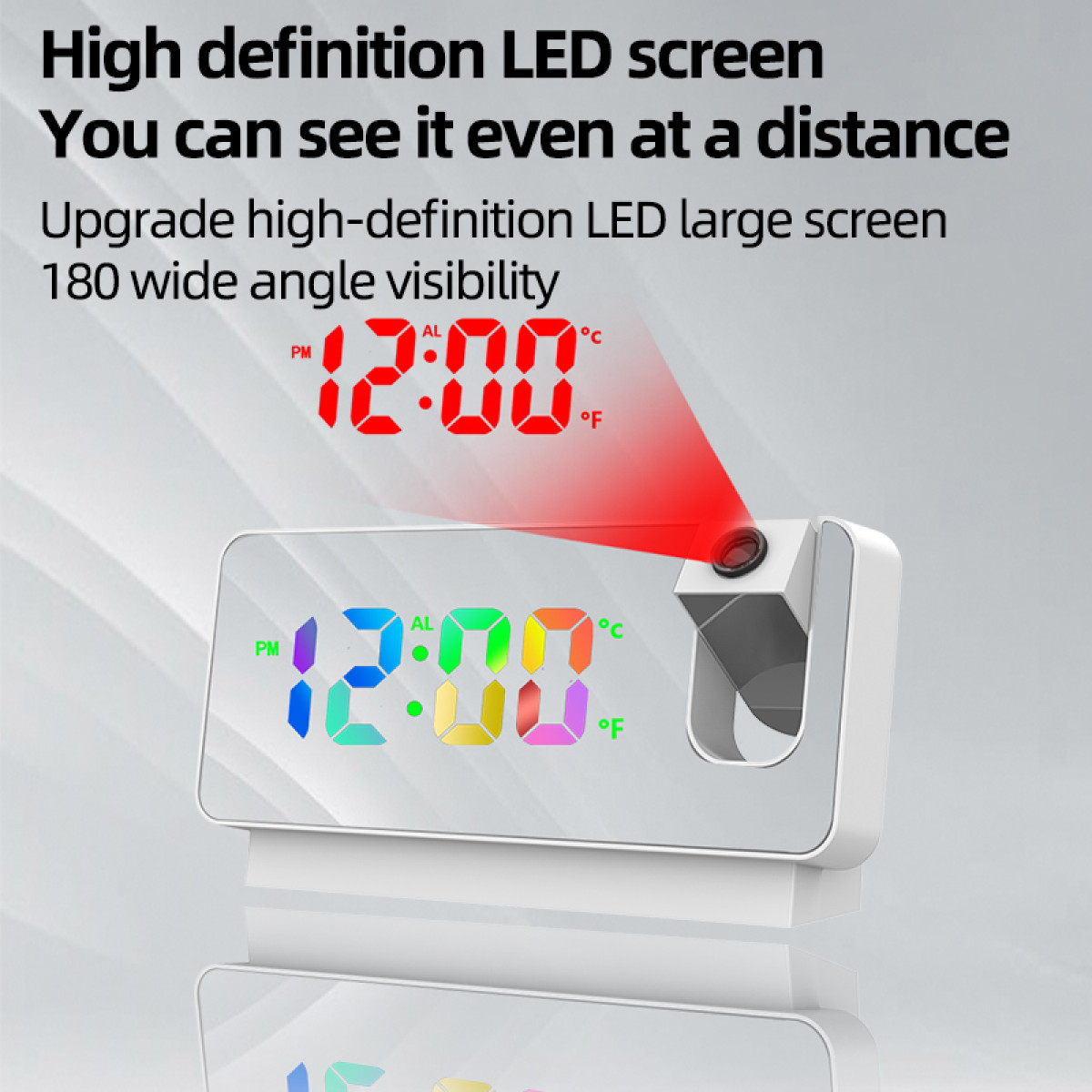 INF Multifunktionaler Projektionswecker / LED-Uhr LED-Projektor-Wecker bunte