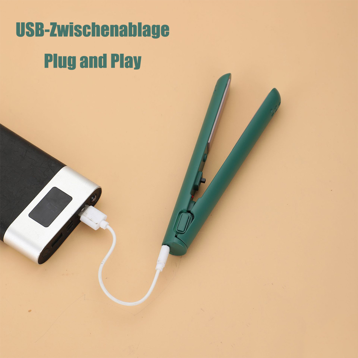 SHAOKE Kleines Turmalin-Keramik mit USB-Schnittstelle 1 Temperaturstufen: Power-Curling-Eisen aus Lockenstab,