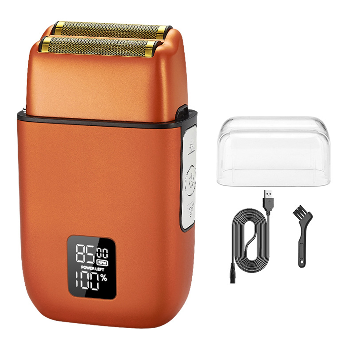 LCD-Anzeige Herren Orange Rasierapparat 5W SHAOKE Vollmetall-Gehäuse Rot Leistung Wiederaufladbar Barttrimmer