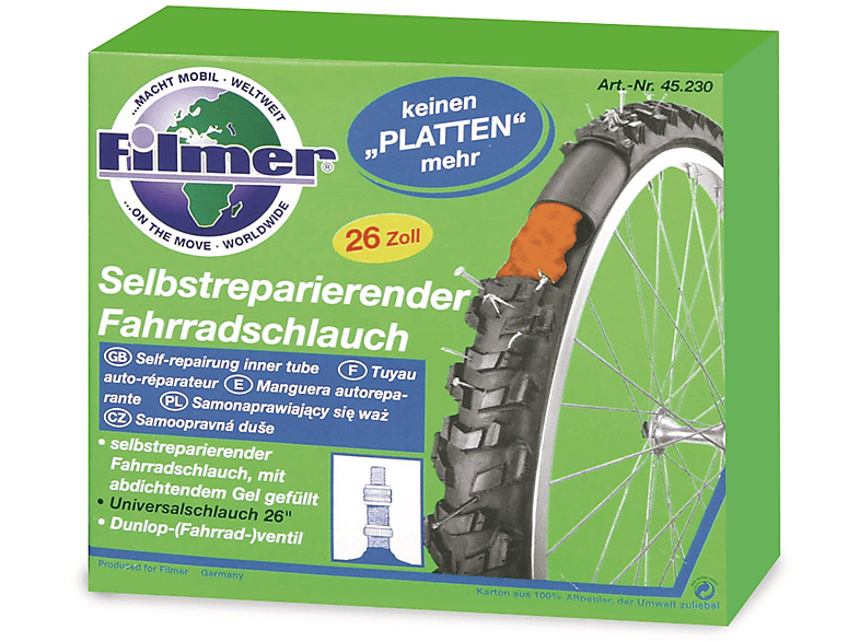 FILMER Selbstreparierender Fahrradschlauch, 66 cm (26\