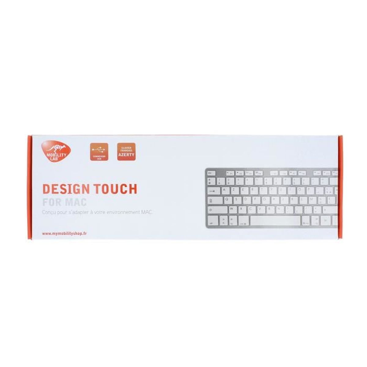 Pudełko z klawiaturą Design Touch dla Mac, obraz białej klawiatury.