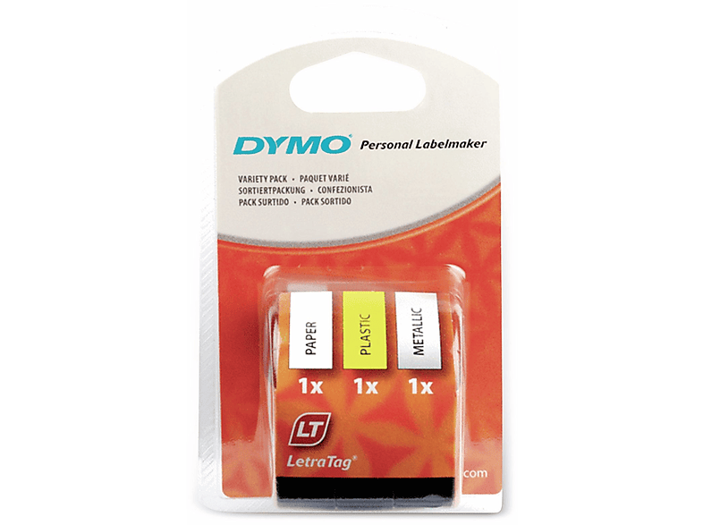 DYMO Schriftband-Starterpack LetraTag, mehrfarbig 3er-Set für Starterpack
