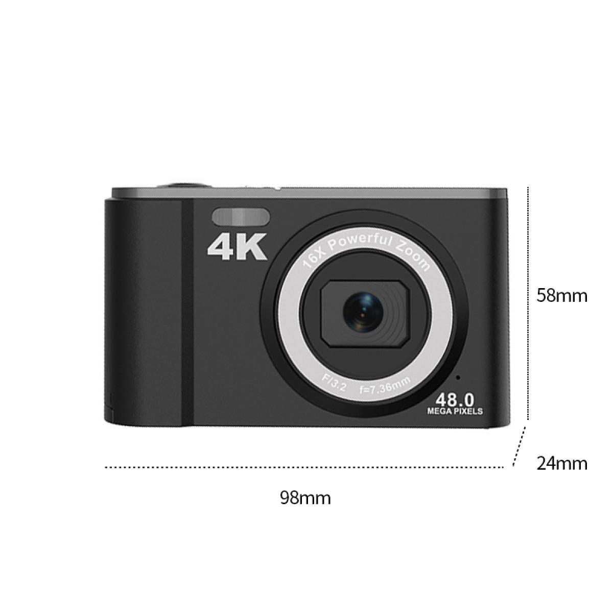 INF Digitalkamera 4K 48MP 2,8-Zoll-Display schwarz Zoom 16-fach Digitalkamera
