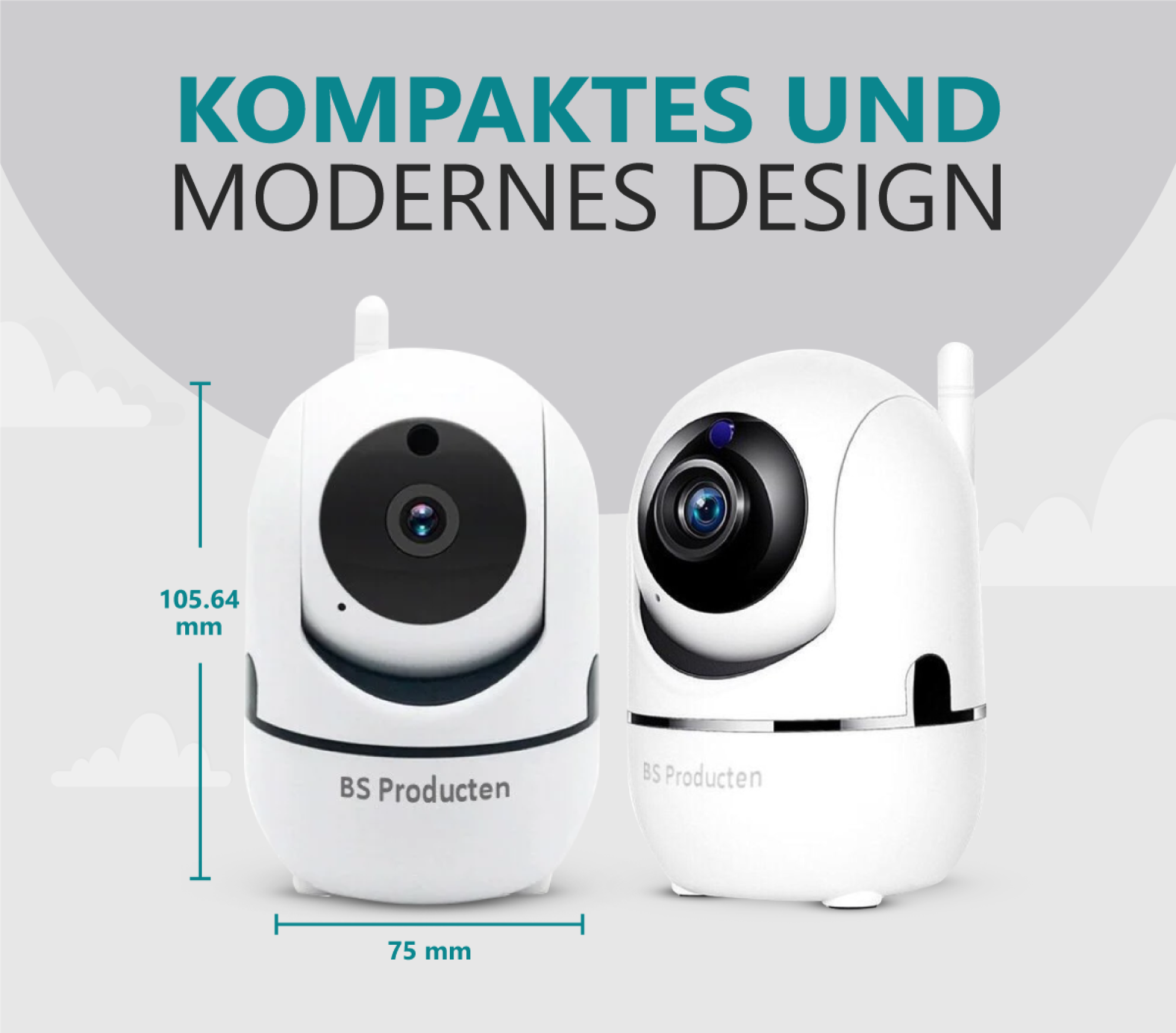 BS PRODUCTEN Babyphone mit Kamera – WLAN, Weiß und App camera IP