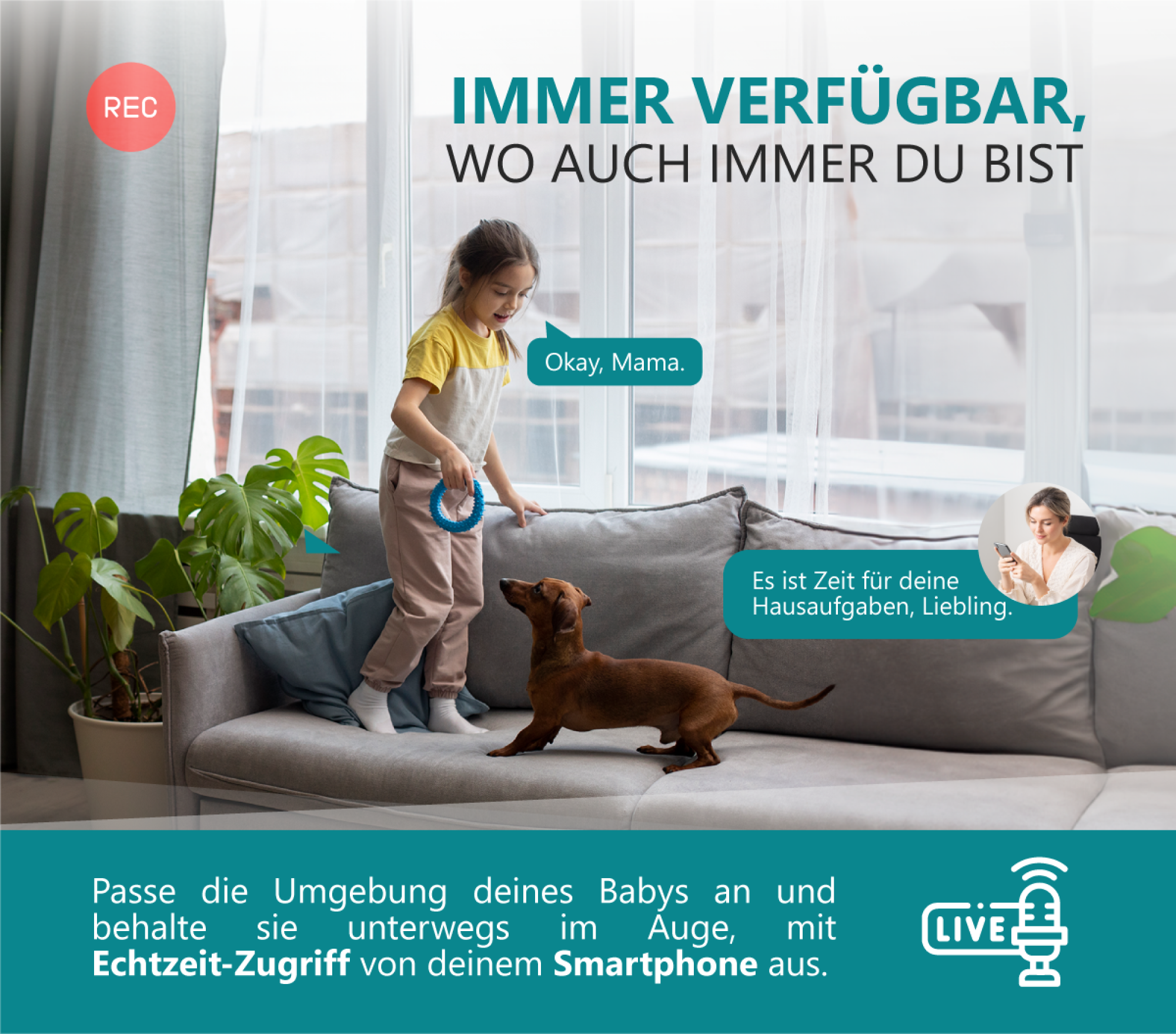 BS PRODUCTEN Babyphone Weiß Kamera camera IP und – WLAN, App mit