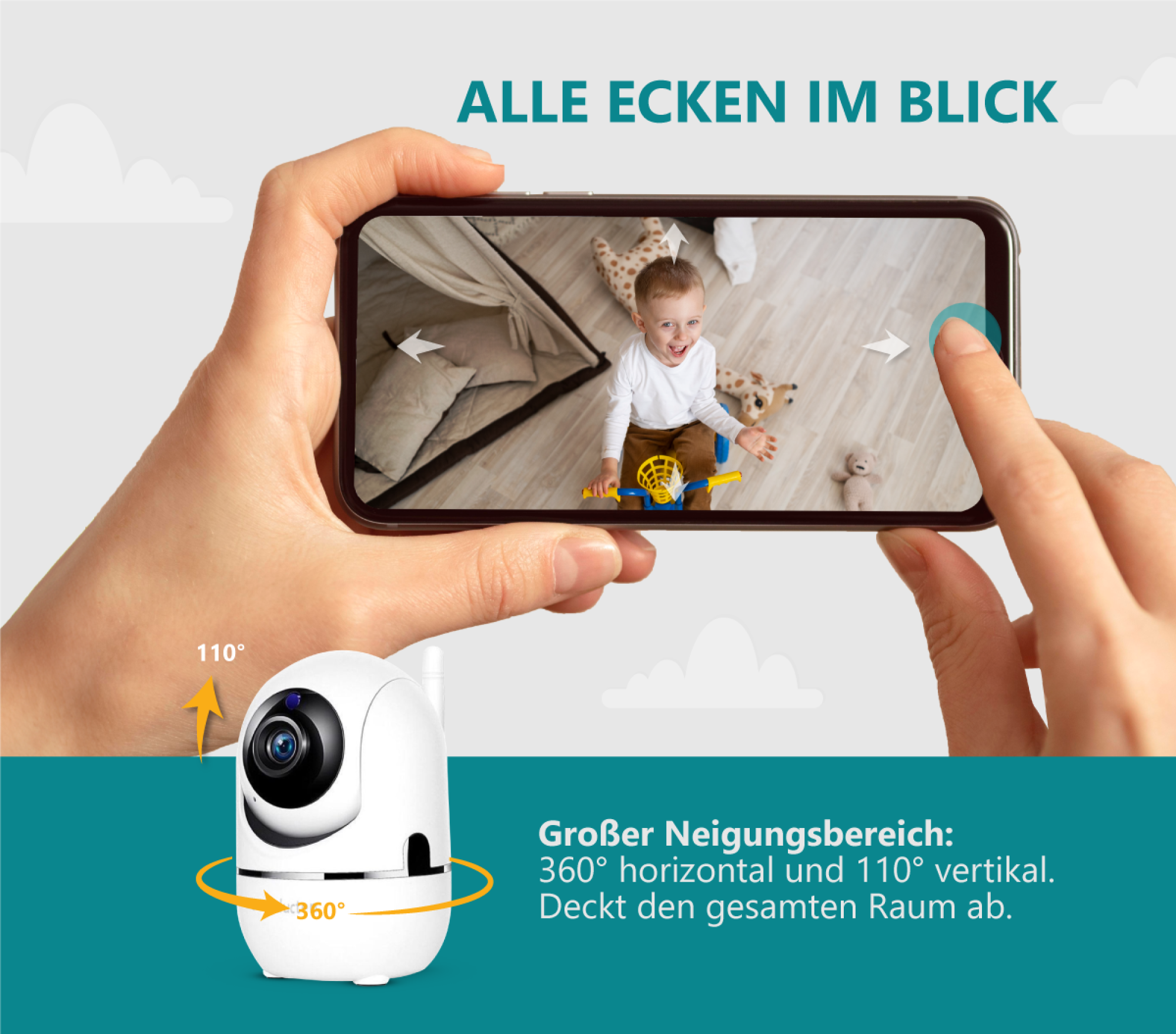 BS PRODUCTEN Babyphone mit Kamera – WLAN, Weiß und App camera IP