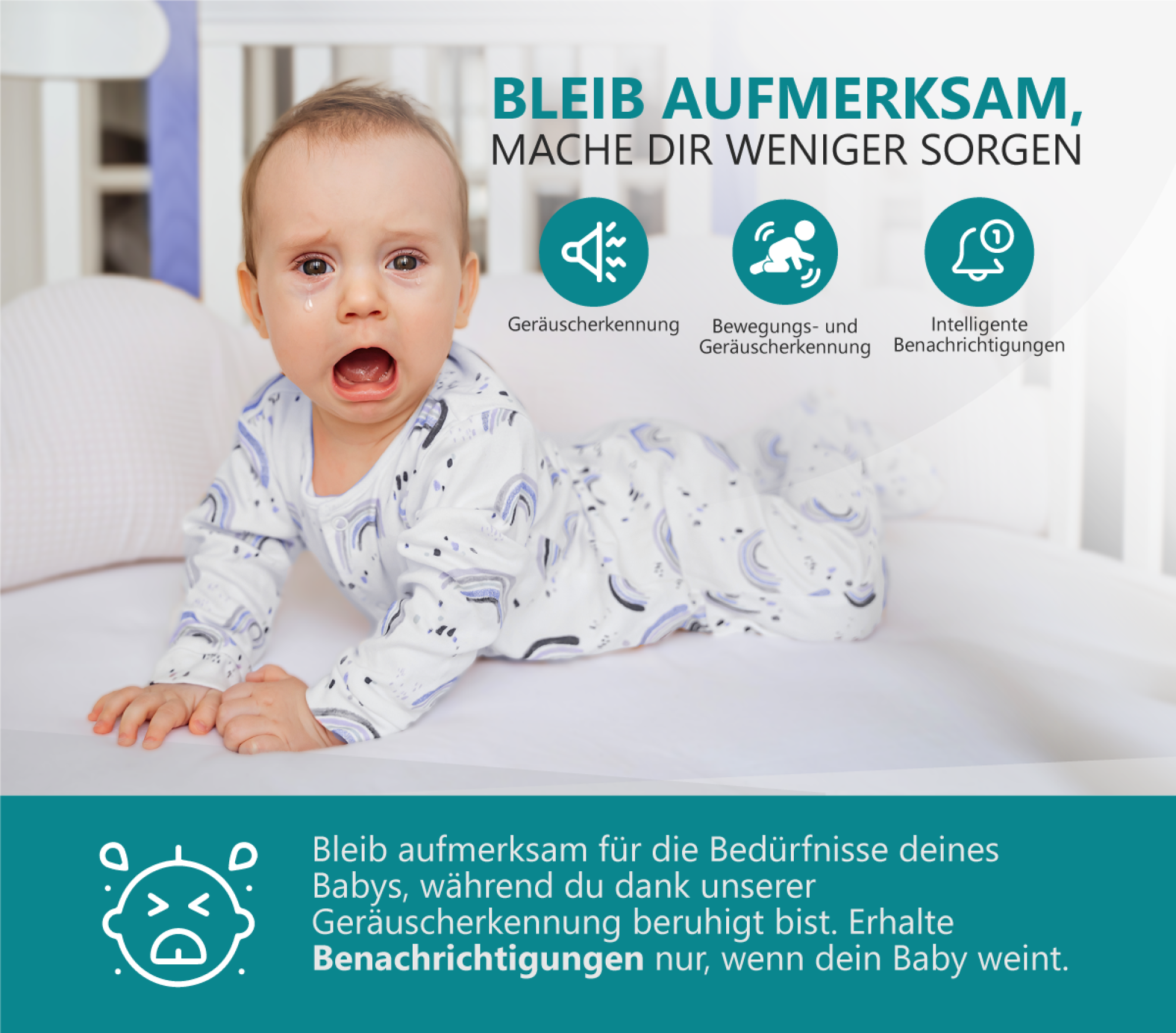 BS PRODUCTEN Weiß Kamera IP mit – App Babyphone und WLAN, camera