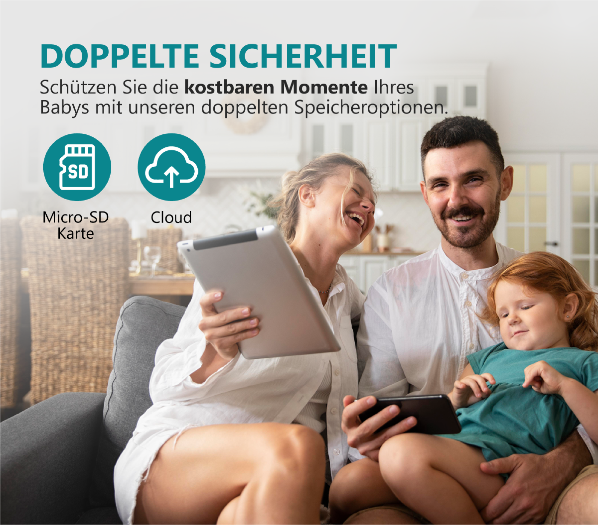 BS PRODUCTEN Babyphone Weiß Kamera camera IP und – WLAN, App mit