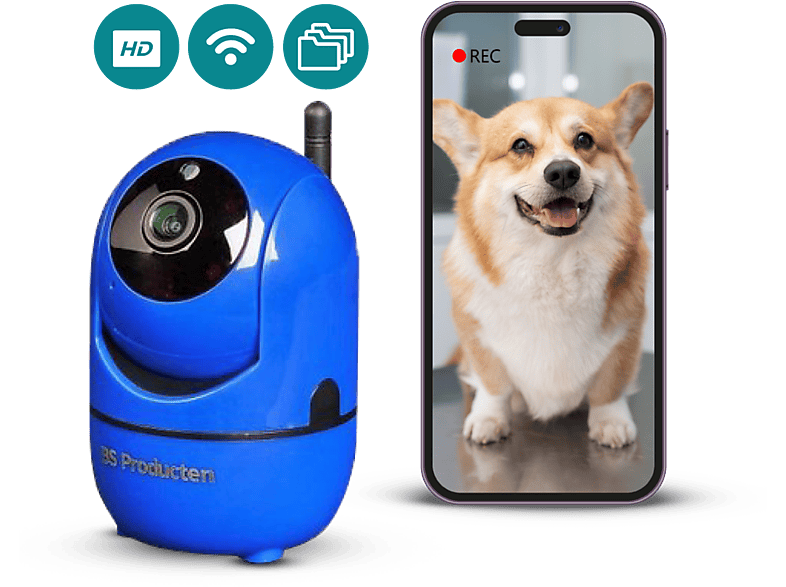 BS PRODUCTEN Hunde und Innen GHz Blau, 2,4 WLAN App mit mit IP kamera Babyphone camera Überwachungskamera