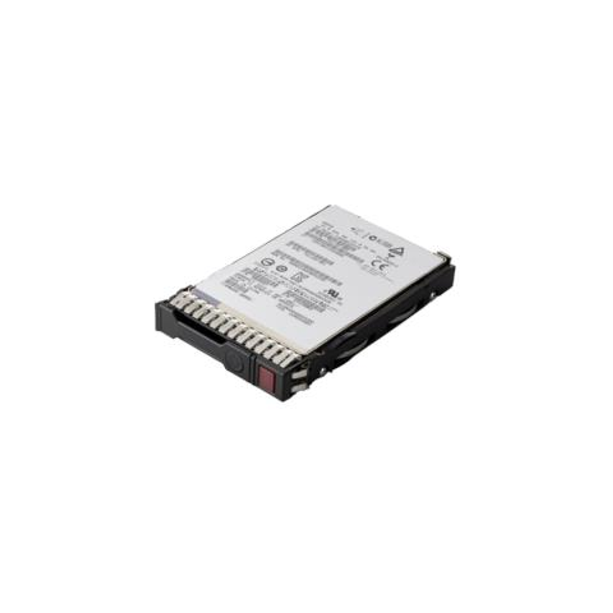 Silber-schwarze SSD-Festplatte auf weißem Hintergrund.