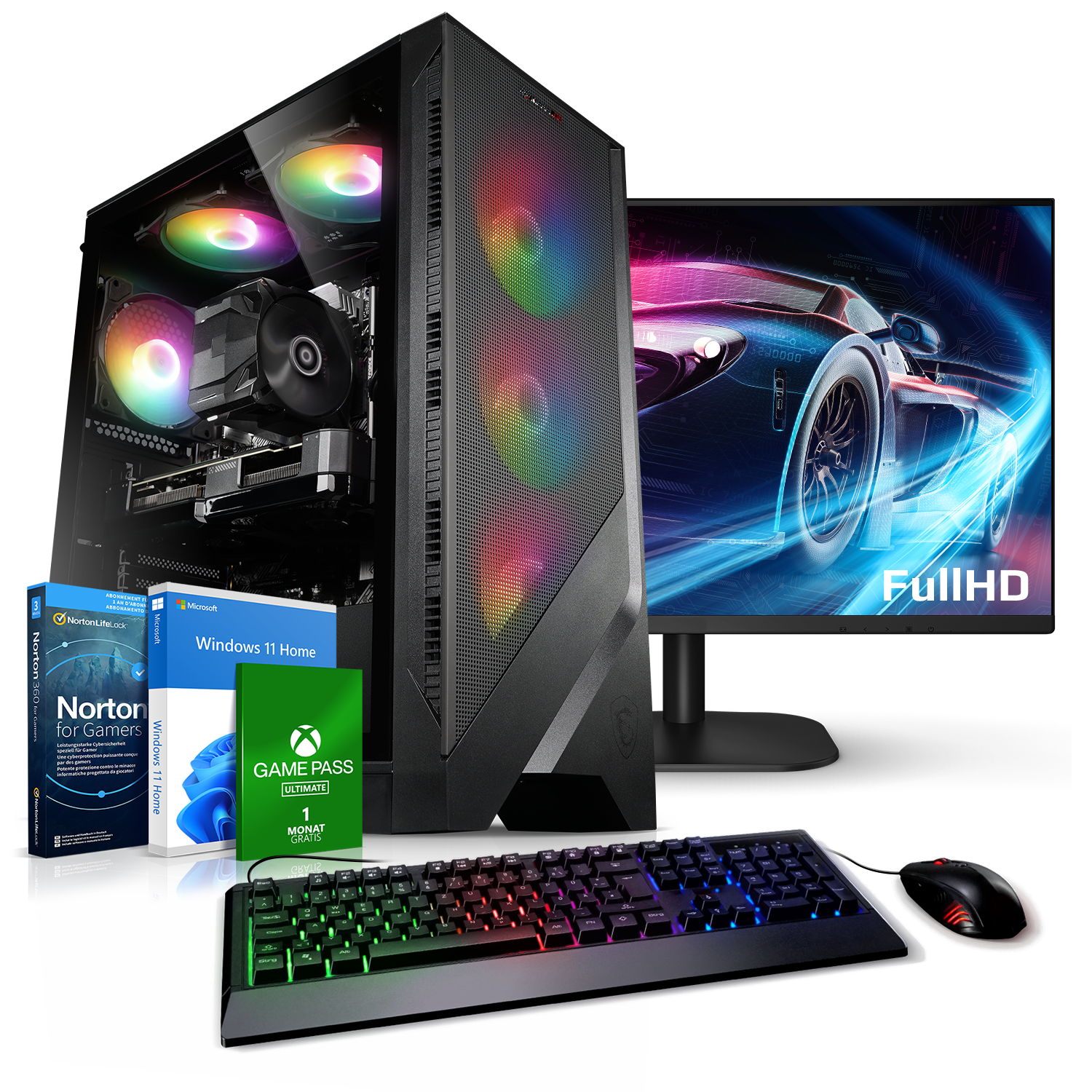 KIEBEL Raptor V AMD Ryzen Gaming 5500, GeForce GB SSD, 5500 16 5 RTX Komplettsysteme 3050, mit RAM, Prozessor, TB GB 1 Ryzen 5 8
