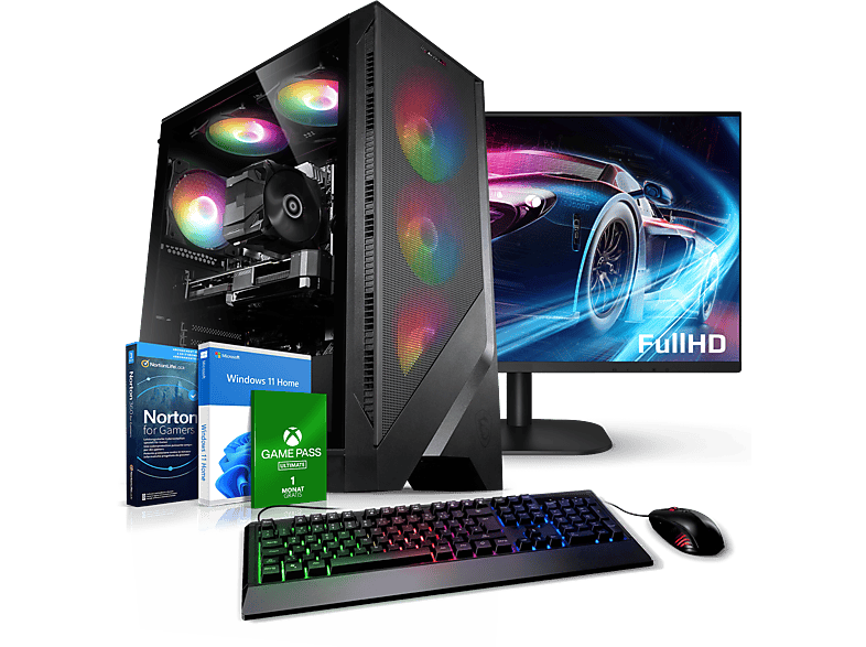 KIEBEL Twister AMD Ryzen 5 5500, Komplettsysteme Gaming mit Ryzen 5 5500 Prozessor, 16 GB RAM, 1 TB SSD, 2 TB HDD, GeForce RTX 3050, 8 GB