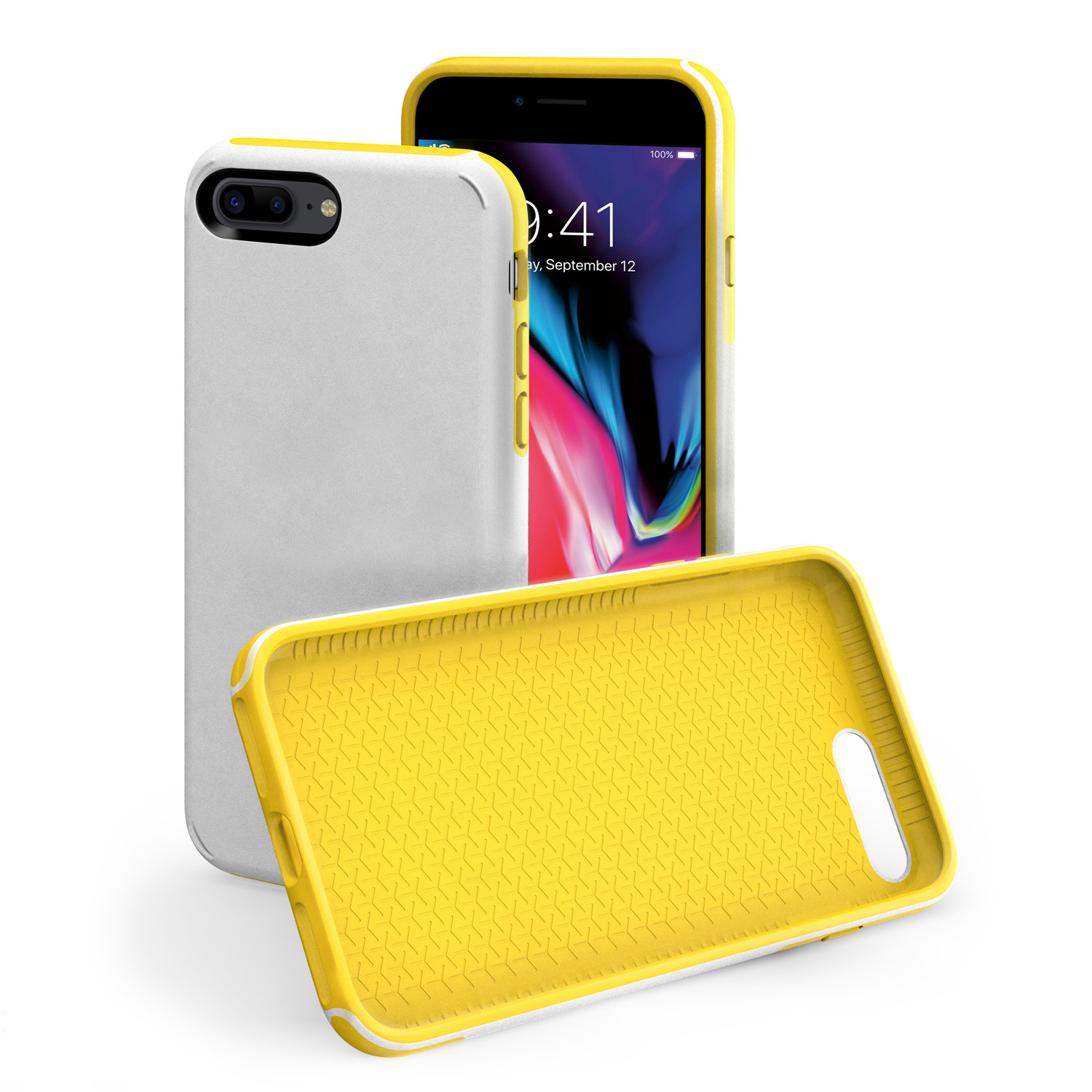 KMP Sporty Passion 8 passion Plus, Plus Schutzhülle für 8 iPhone Backcover, yellow Gray/Yellow, / iPhone Apple, gray