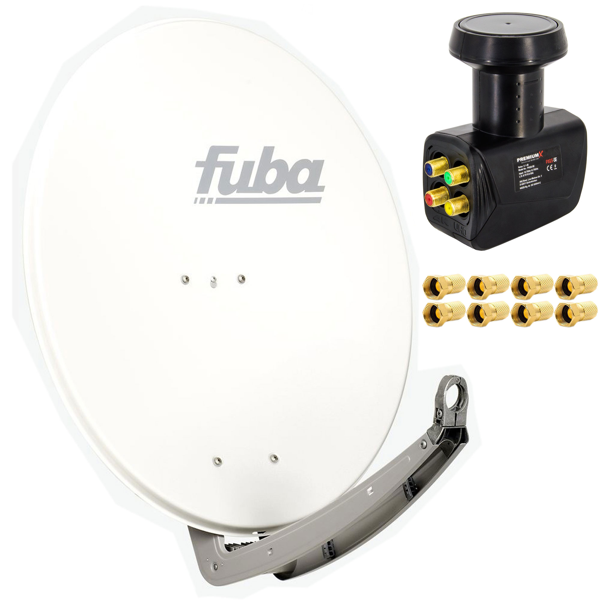 FUBA DAA 780 Quad Schüssel Anlage LNB Weiß cm, Quad 8x Sat Sat (78 W Anlage LNB) F-Stecker