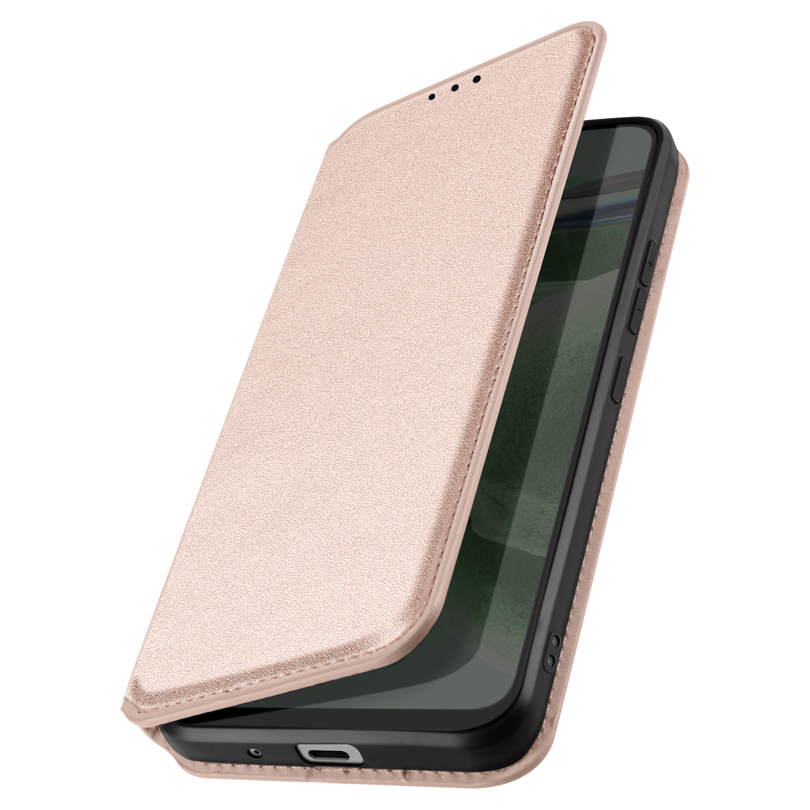 S21 mit Bookcover, FE, Backcover Galaxy Samsung, Rosegold Series, Edition, AVIZAR Magnetklappe Classic