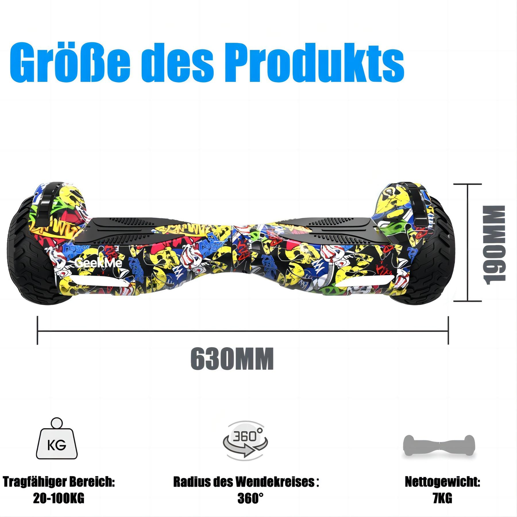 GEEKME Z5 Hoverboard Hippop Balance Zoll, Board (6,5 und mit Sitz Camouflage-Blau)
